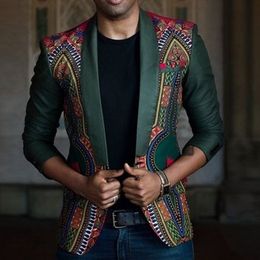 Men's New African Fashion Causal Dashiki Cardigan Jacket Long Sleeve Printed Coat Drop Shipping