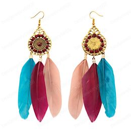 Fashion Jewelry Indian Jewelry Long Bohemia Boho Feather Earrings For Women Handmade Tassel Drop Ethnic Earrings Brincos