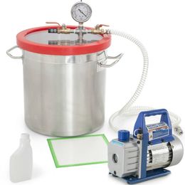 110V RS-1 Rotary Vane Vacuum Pump 2 Gallon (8L) Stainless Steel Vacuum Degassing Chamber, Defoaming Barrel for Epoxy Resin AB Glue