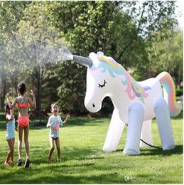 Automatic Sprinkler Outdoor family inflatable Balloon children play water polo beach toys Thickened PVC unicorn vacation Floating row mounts
