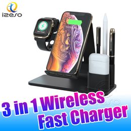 3 in 1 Wireless Fast Charger Portable Quick Charging for iPhone 11 Pro Max Samsung S10 Plus Charger Base with Retail Packaging izeso