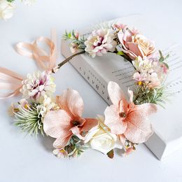 Braut Simulation Kranz Kinder Mädchen Sea Strand Haarzubehör Frau Blume Rattan Weberfestigkeit Girlanden Foto Schmuck S232