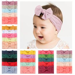 5PCS/set INS hot-selling ultra-soft baby-mark nylon bow kids wide hairband with lovely princess hair ornaments girls hoop