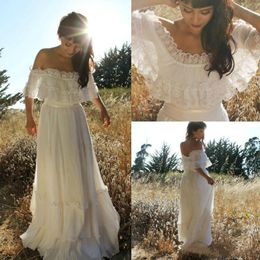 Stunning Country Lace Boho Wedding Dresses Spring Summer Arabic Plus Size Bohemian Ball Bride Marriage robe de mariée A-line Bridal Gown