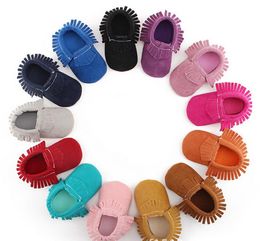 DHL 50pair PU Suede Leather Newborn Brand Baby Shoes Moccasins Bebes Suede Leather Baby Fringe Moccasins Non-slip First Walkers