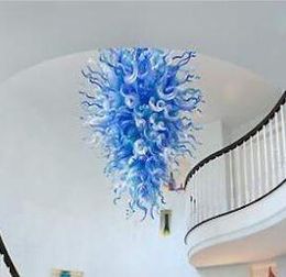 Wonderful Art Decorative Living Room Pendant Lamps Blue Colour Style 100% Mouth Blown Borosilicate Murano Glass Led Chandelier Light