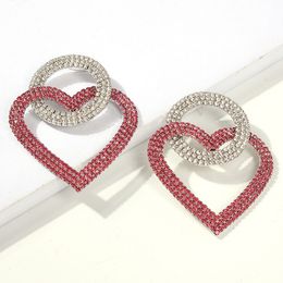 Wholesale-fashion luxury designer beautiful Colourful diamond rhinestone glittering lovely cute heart pendant stud earrings for women
