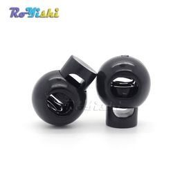 50pcs/lot Cord Lock Round Ball Toggle Stopper Plastic For Bag Backpack/Clothing Black