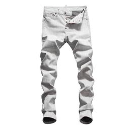 Fashion-hot 2019 Men Ripped Denim Tearing Jeans white Cotton fashion Tight spring autumn Men's pants