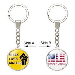 Double-sided Black Lives Matter Keychains Letters Keyrings Pendant Bag Charms Key Chains Accessories Fashion Jewelry Car Key Rings Holder