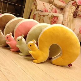 New Nap Pillow Novelty Squirrel Animal Cotton Plush U Shape Neck Pillow Travel Car Home Pillow GA635