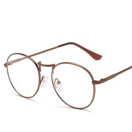 Wholesale- Unisex Fashion Metal Eyeglasses Frames 5 Colours Vintagple Unisex Frames PolyLens Round Eyewear Eye Glasses