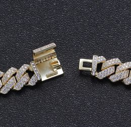 13 mm Herren-Hip-Hop-Luxus-Designer-Armbänder mit simuliertem Diamant, hochwertige vergoldete kubanische Armbänder, Schmuck, 7/8 Zoll linkA