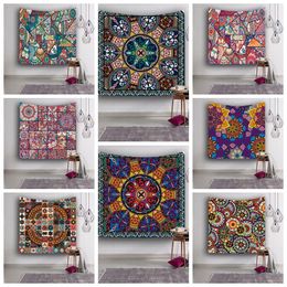 9 Styles 153*130cm Polyester Tapestry Flower Print Yoga Mat Picnic Towel Printing Tapestry Hanging Wall Tapestry Home Decor CCA11525 30pcsN