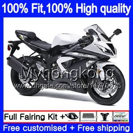 Injection OEM For KAWASAKI ZX-636 ZX6R 2013 2014 2015 2016 2017 Glossy white 207MY.30 ZX 636 600CC ZX636 ZX 6R ZX-6R 13 14 15 16 17 Fairing