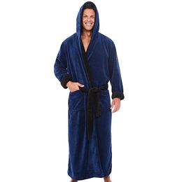 H Men Winter Extra Bathrobe Mens Warm Flannel Long Kimono Bath Robe Coat Male Bathrobes Night Dressing Gown Home Clothes 45B1604879