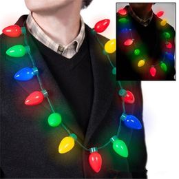 LED necklace Flash Light Christmas Necklace LED Light Up Bulb Party Favours Holiday Decor New Year Gift Necklaces Light Up free shipping