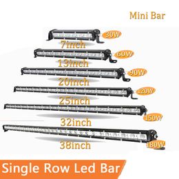 Slim LED Light Bar Single Row 7" 13" 20" inch 90W 120W 150W 180W For SUV 4X4 Off Road LED Work Light Lamp