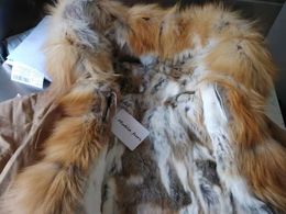 popular red fox fur trim ladies snow coats brown and white rex rabbit fur lining khaki canvas mini parkas