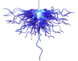 Pendant Lamps 100% Mouth Blown Borosilicate Murano Glass Blue Chandelier Light Art Decoration Hanging Modern Pendant-Lamp