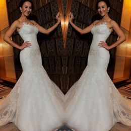 Sexy Lace Mermaid Wedding Dresses 2019 Summer Sweetheart Beach Bridal Dress Tulle Sweep Train Cheap Wedding Gowns Custom Made