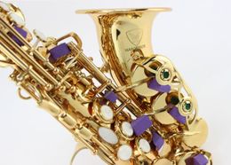 -MARGEWATE Marca Gold Lacquer Soprano B (B) Saxofón Instrumento musical de alta calidad para estudiantes Botones de perlas Sax Envío gratis