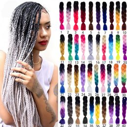 Jumbo Braiding Hair synthetic Kanekalon Hair two tone ombre Grey black blue pink Colour Crochet Braids Premium High Temperature Fibre hair