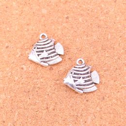 42pcs Charms goldfish fish Antique Silver Plated Pendants Making DIY Handmade Tibetan Silver Jewelry 18*18mm