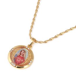Virgin Mary Pendant Necklace for Women Girls Our Lady Godness Jewelry Wholesale Colar Cross Trendy Chain