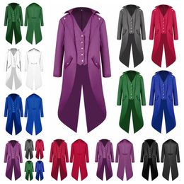 Coats European solid color casual medieval clothing men's mid-length punk retro tuxedo men support mixed batch