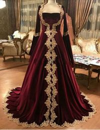Muslim Dubai Saudi Arabia Long Sleeves Evening Dress Burgundy With Lace Formal Event Party Gown Plus Size Custom Made