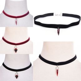-Vampire Diaries Anhänger Schwarzer Spitze Choker Halskette Blood Sucker Blutegel Glasflaschen Halsketten Halloween Geschenke