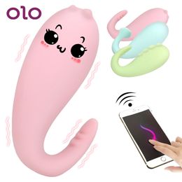 OLO APP Bluetooth Sex Toys for Women G-spot Massage Monster Pub Vibrator Wireless Remote control Silicone 8 Frequency MX191228