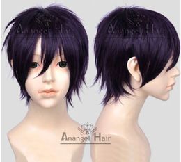 Noragami Yato Cosplay Wig Short Layered Synthetic Hair Purple Full Wigs Hot