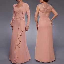 Custom Chiffon Mother's Dresses New Long Sleeves Mother Of The Bride Dresses Sweetheart Plus Size Evening Dress