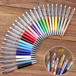 Writing Gift DIY Empty Tube Metal Ballpoint Pens Self-filling Floating Glitter Dried Flower Crystal Pen Ballpoint Pens 28 Colour