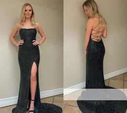 Sequined Evening Dresses Black Backless Strapless Holiday Wear Formal Party Prom Gowns Custom Made Plus Size