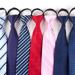 Zipper neck tie 48*8cm 66 colors Lazy Stripe necktie for Men's Wedding Party Father's Day Christmas gift Free TNT Fedex