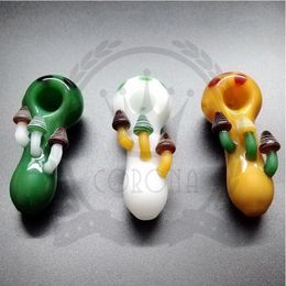 5mm thick bowl for hand glass pipe bong pink green black white 14mm funnel male with handle Smoking Accessory