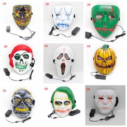 Halloween Mask Glow In Dark LED Light Up Face Mask Scary Skull Masquerade Mask Funny Masks Festival Cosplay Costume Supplies Gift VT0381