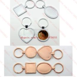new arrival sublimation metal keychains high quality round oval heart shape key ring hot transfer printing Jewellery consumable supplies