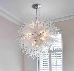 Creative White Blown Lamps Chandelier Lighting Flush Mount LED Circle Pendant Light Home Decor Chandeliers Ceiling