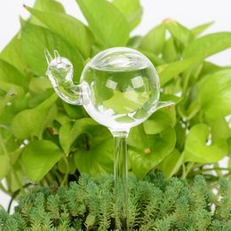 10pcs Clear Glass Self Watering Globe Bulb, Cute Transparent Bird Snail Mushroom Star Shaped Holiday Automatic Watering Dispenser Device