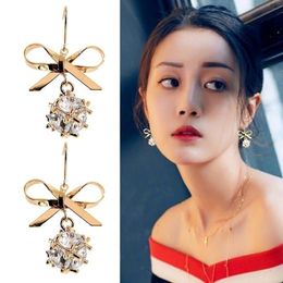 Hot Fashion Jewellery Women's Rhinestone Bowknot Dangle Earrings Lady Sweet Earrings S248