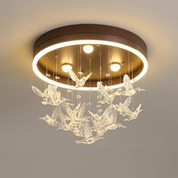 Modern Crystal Led Ceiling Lights Nordic Iron Glass Fixtures Novelty Bird Lighting For Bedroom Kids Living Room Ceiling Lamps