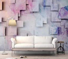 Custom wallpaper European paintedAbstract Colour square combination sofa TV mural background 3D wallpaper