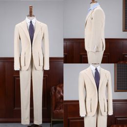 Handsome Slim Fit Groom Tuxedos Peaked Lapel Groomsmen Wedding Tuxedos Popular Men Formal Prom Jacket Blazer Suit (Jacket+Pants)