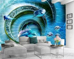 Custom Any Size 3d Wallpaper Rotating Escalator for Dolphin Living Room Bedroom TV Background Wall Silk Mural Wallpaper