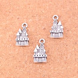 61pcs Charms castle house Antique Silver Plated Pendants Making DIY Handmade Tibetan Silver Jewelry 21*11mm