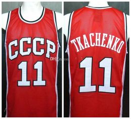 Vladimir Tkachenko #11 Union Sovietica CCCP Retro Basketball Jerseys Mens Stitched Custom Any Number Name